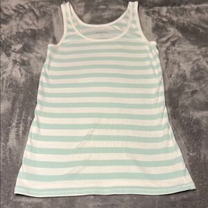 Merona Green and White Striped Scoop Neck Tank Top